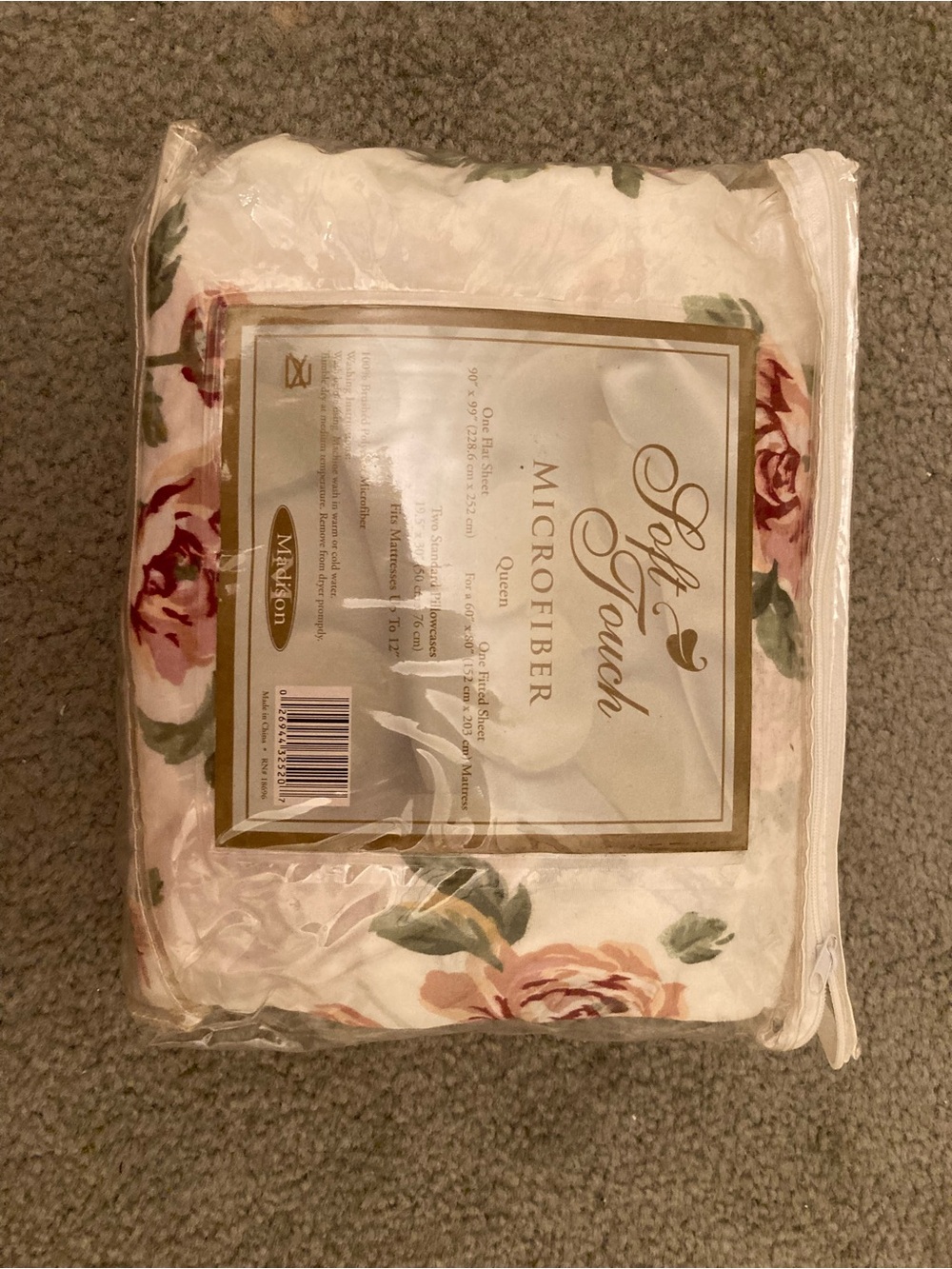 Floral queen size- White with Pink Rose Print